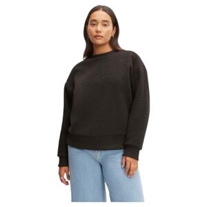 Everlane Womens The ReNew Fleece Oversized Crew Sweatshirt Black XS